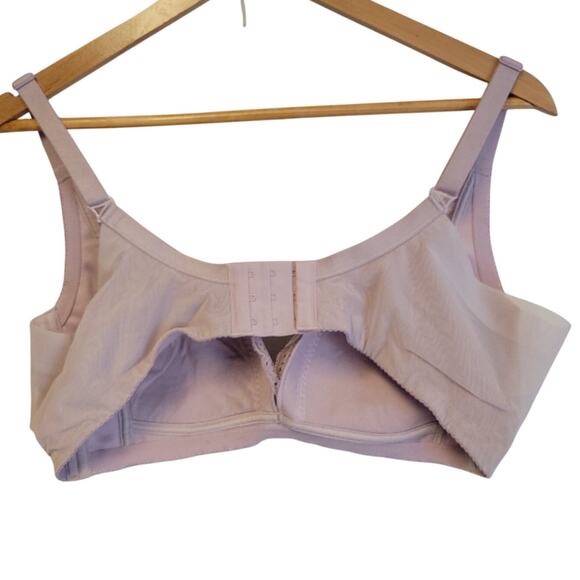 Lace Mesh Wireless Bra Pale Mauve Back Closure Adjustable Full Figure Size 40D - Picture 2 of 6